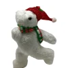 Glittered Polar Bear With Red Hat Ornament< Fashion