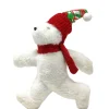 Glittered Polar Bear with Plaid Hat Ornament< Hot