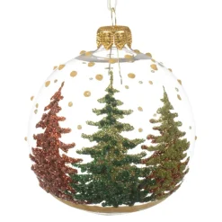 Glittered Trees Glass Ornament< Best
