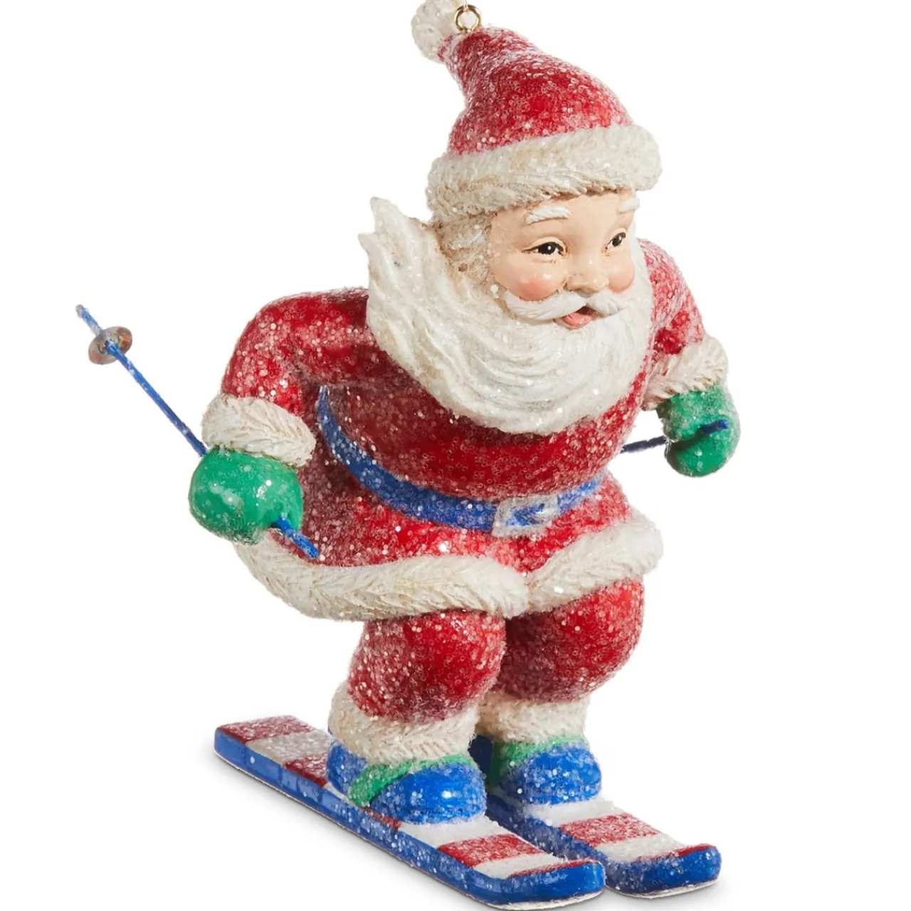 Glittery Skiing Santa Ornament< Fashion
