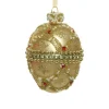 Gold Beaded Glass Egg Ornament< Fashion