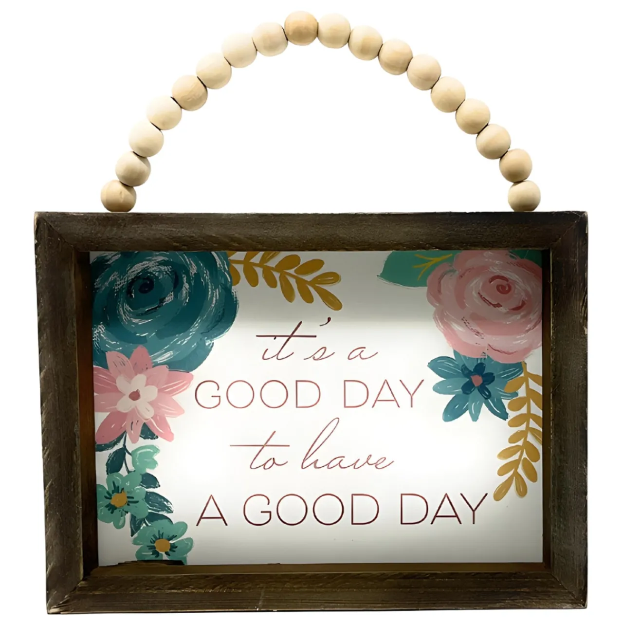 Good Day Floral Inspirational Wood Sign< Hot