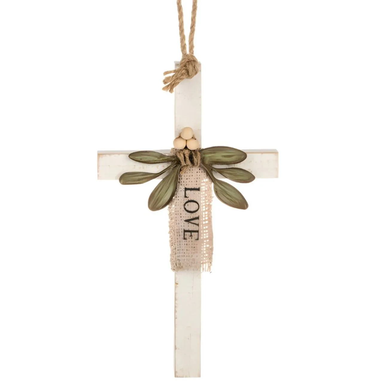 Grace Cross Love Ornament with Green Leaves< Discount
