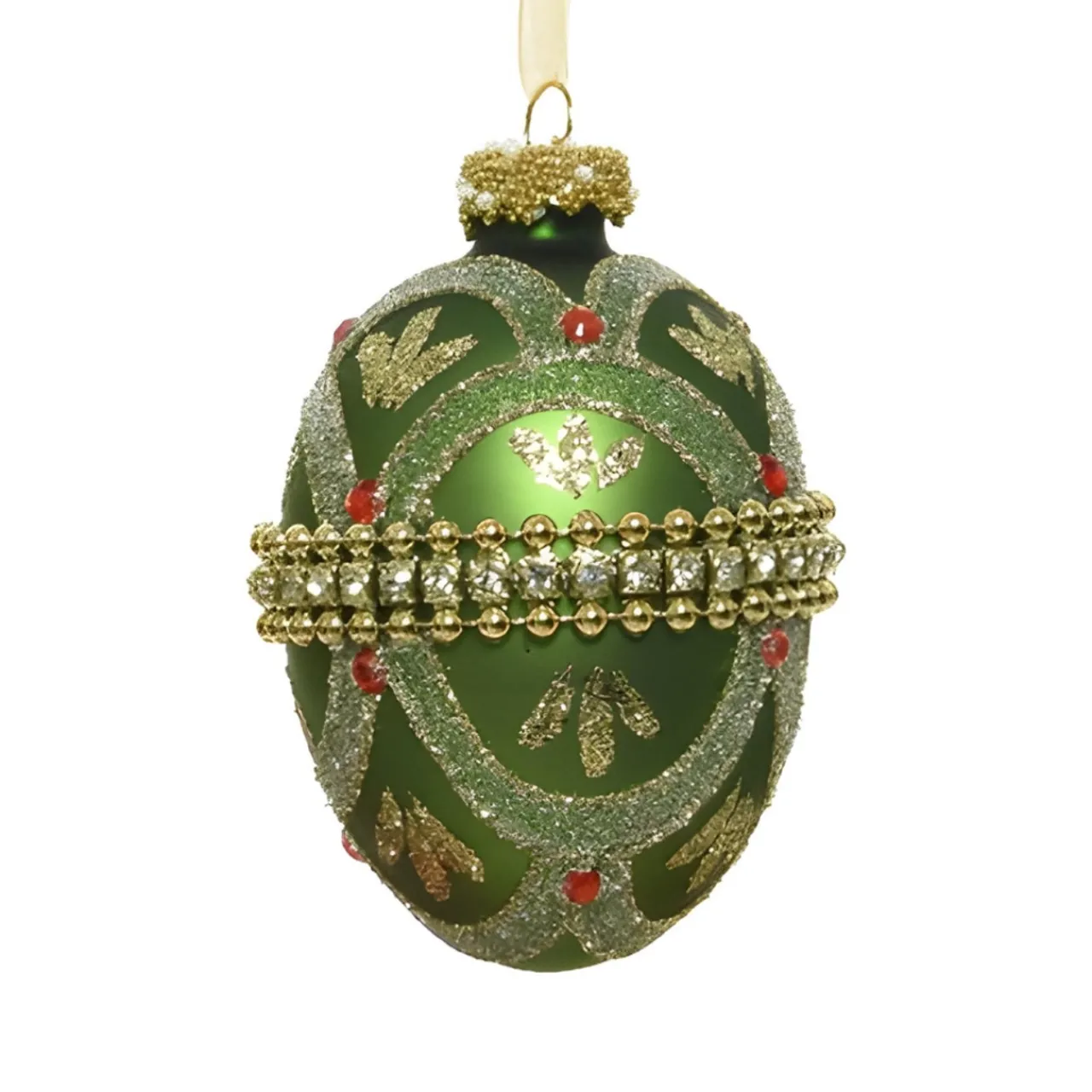 Green Beaded Glass Egg Ornament< Online