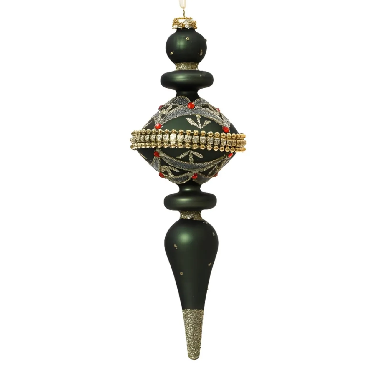 Green Elegant Glass Finial Set of 2 Ornaments< Best