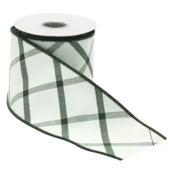 Green Plaid Wired Ribbon< Online