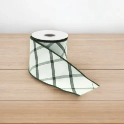 Green Plaid Wired Ribbon< Online
