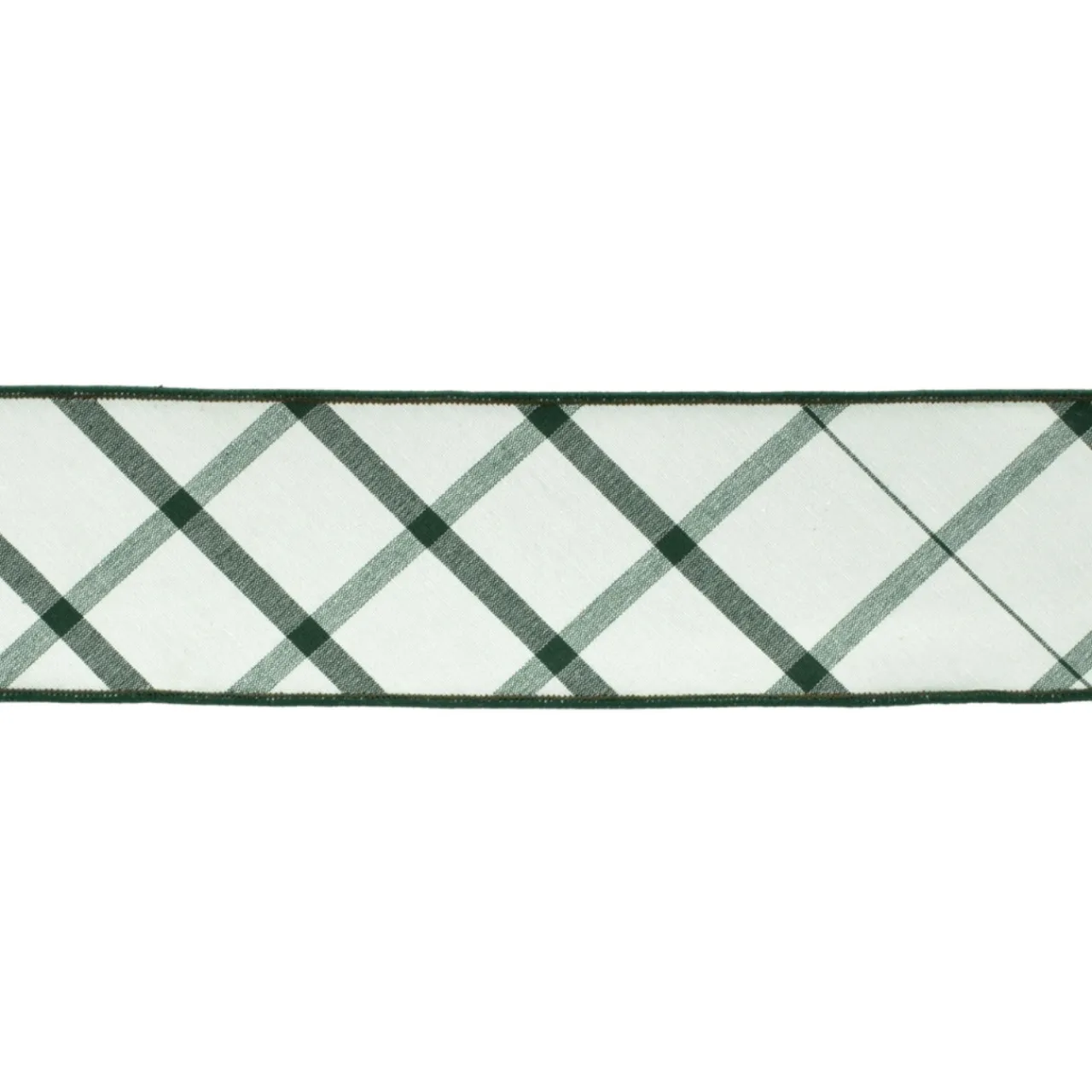Green Plaid Wired Ribbon< Online