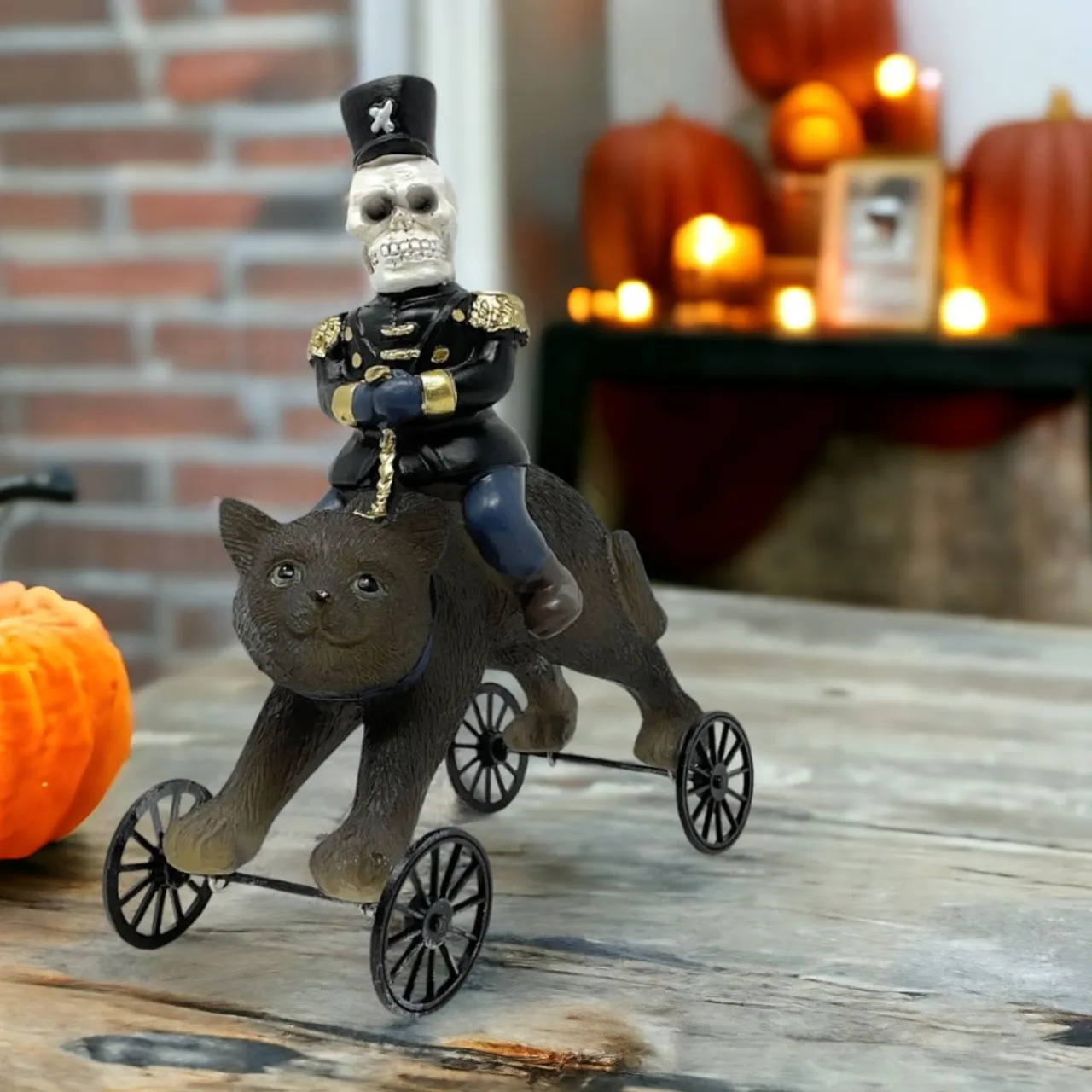 Halloween Cat on Wheels with Skeleton Rider< Online