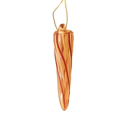 Handmade Glass Amber and Red Icicle Ornament< Discount
