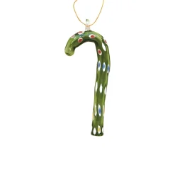 Handmade Glass Green Candy Cane Ornament< Hot