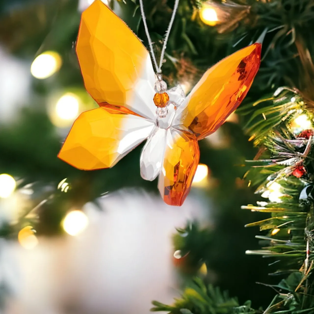 Hanging Orange Butterfly Ornament< Fashion