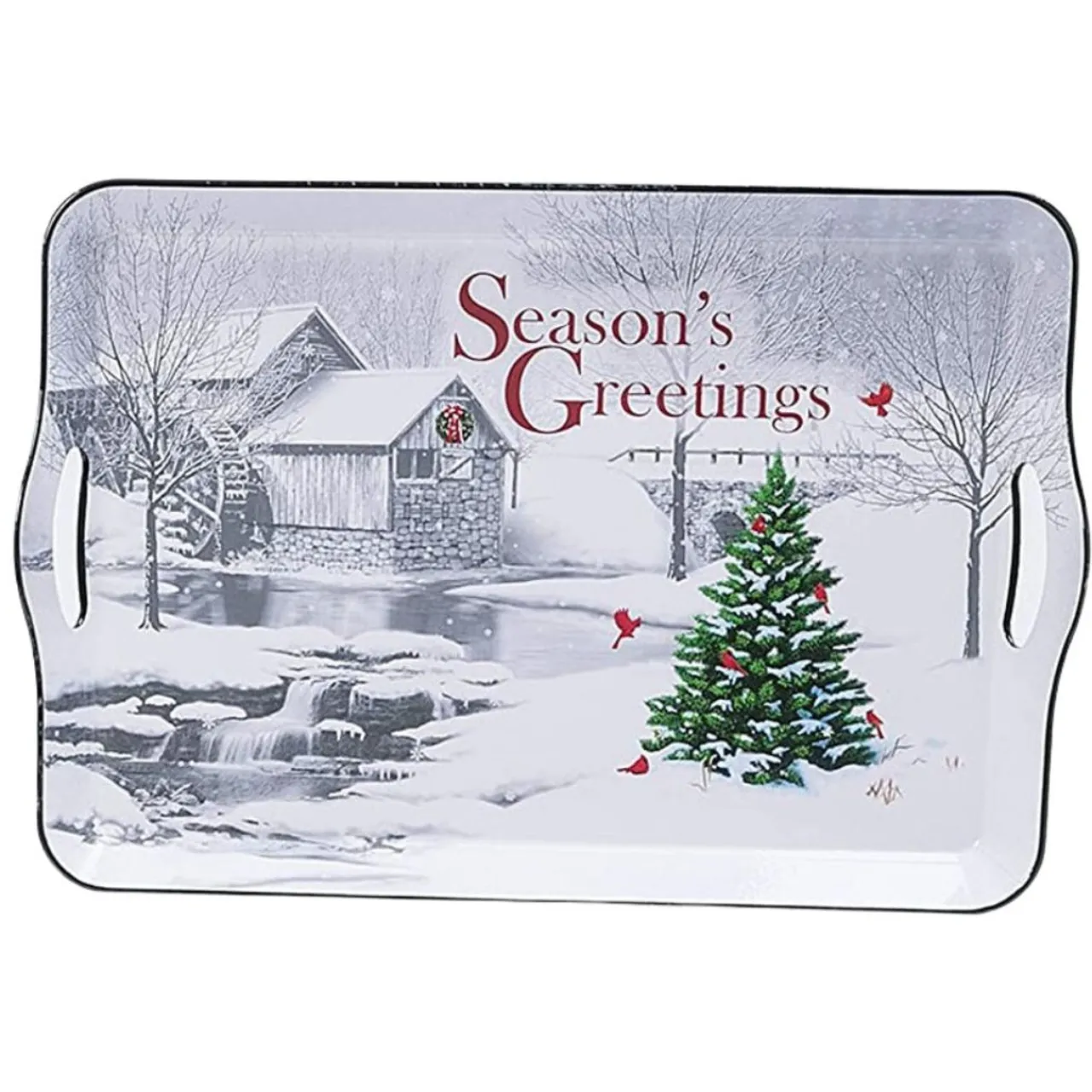 Holiday Farm Tray With Insignia Season's Greetings< Hot