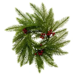 Holly Berry and Pine Candle Ring Centerpiece< Best