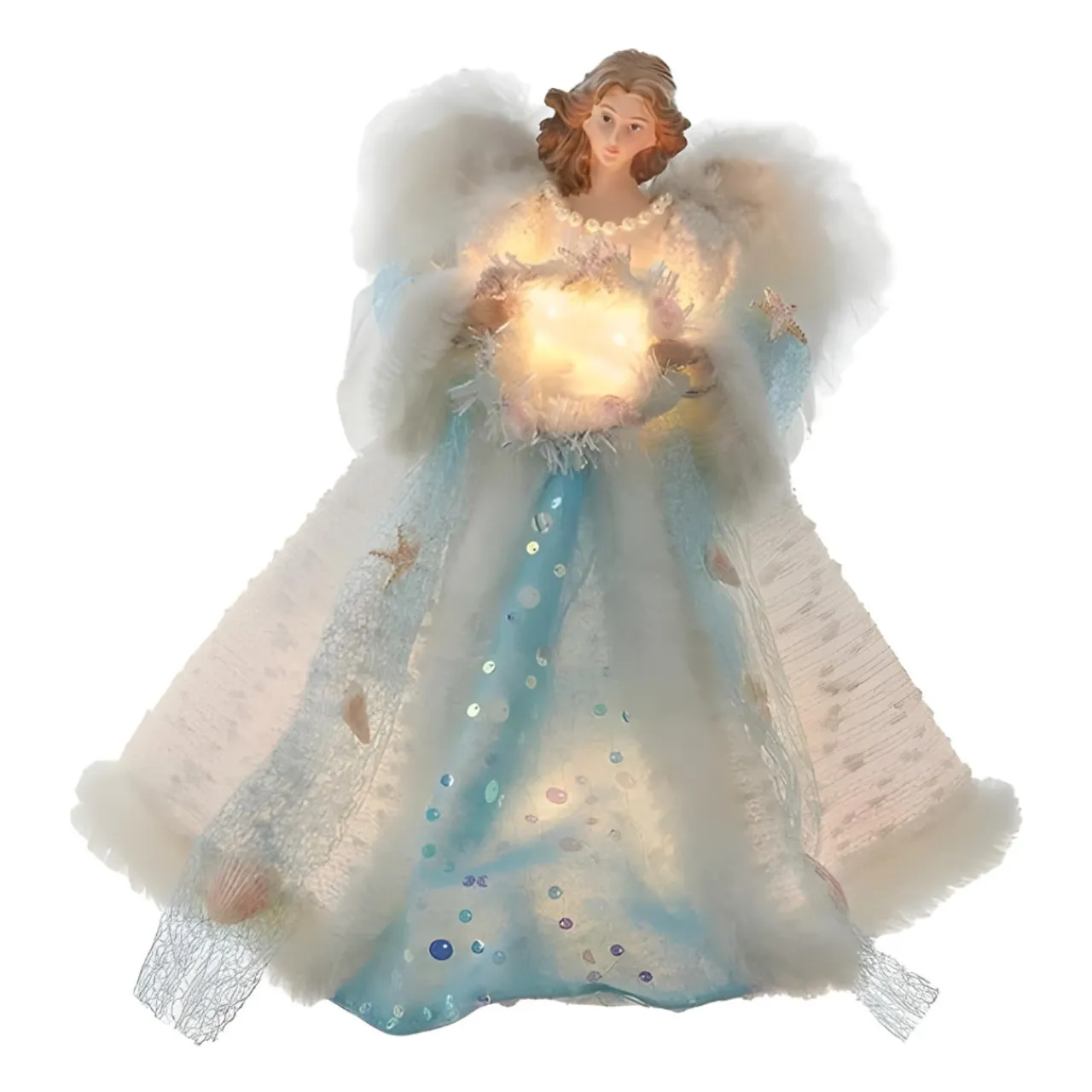 14in Lit Coastal Beach Angel Treetop<Kurt Adler Online