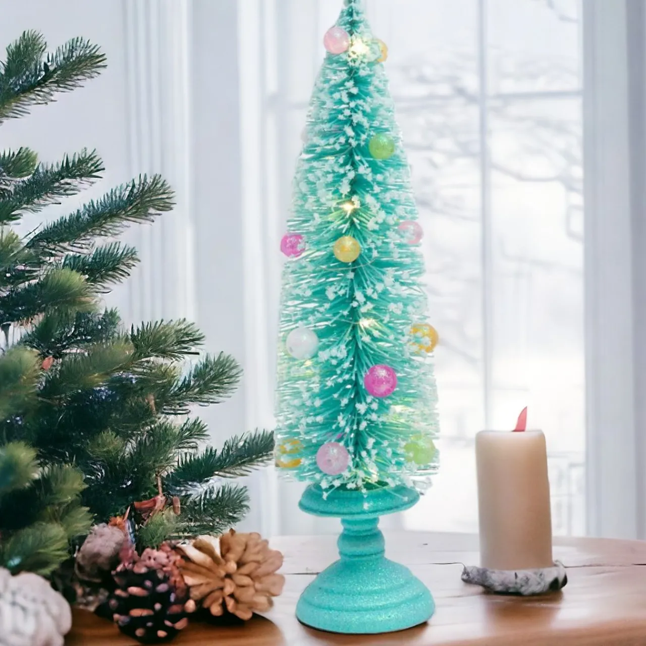15.5 Inch Blue Illuminated Holiday Tree Decor< Sale