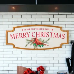36 inch Cardinal Merry Christmas Wooden Wall Plaque< Online