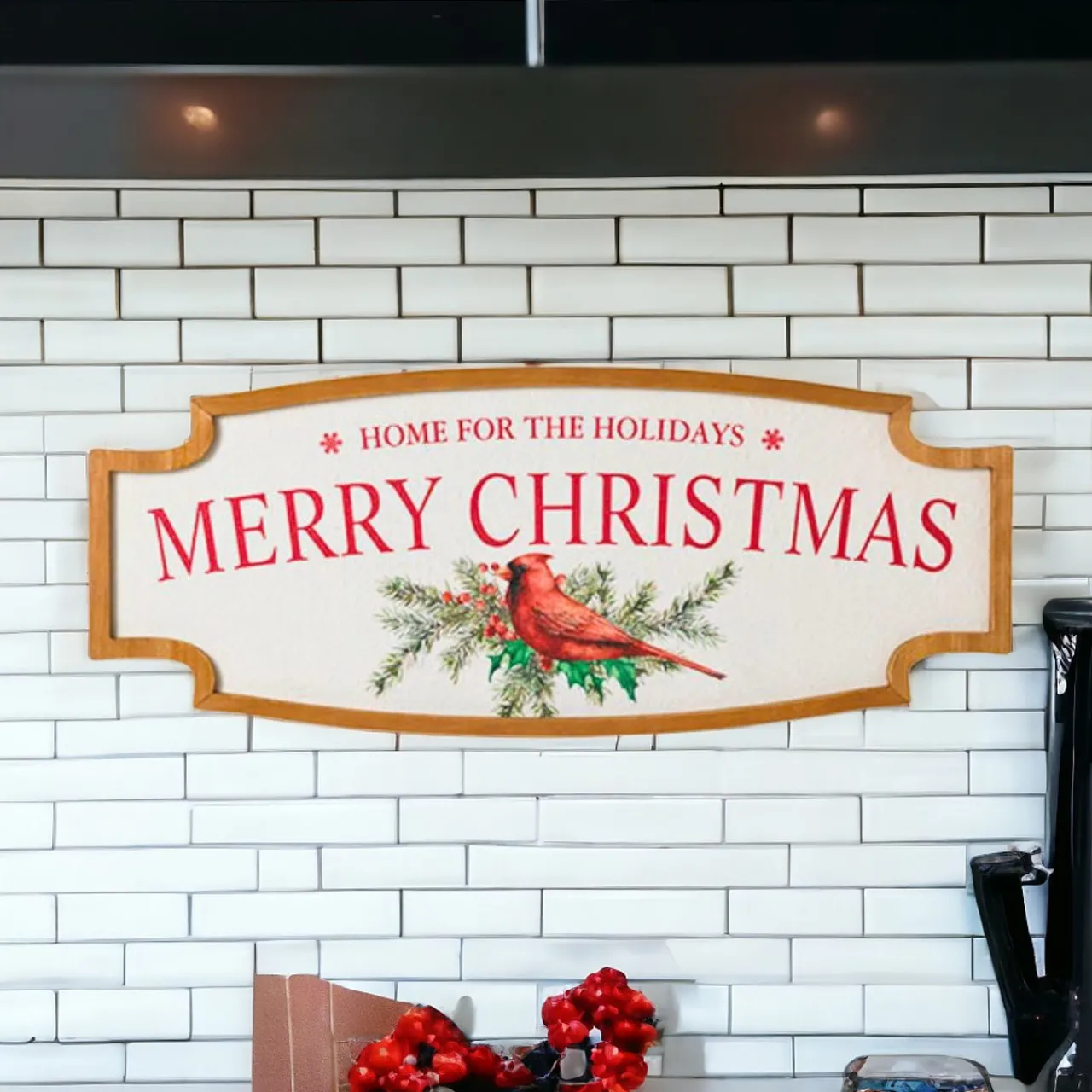 36 inch Cardinal Merry Christmas Wooden Wall Plaque< Online