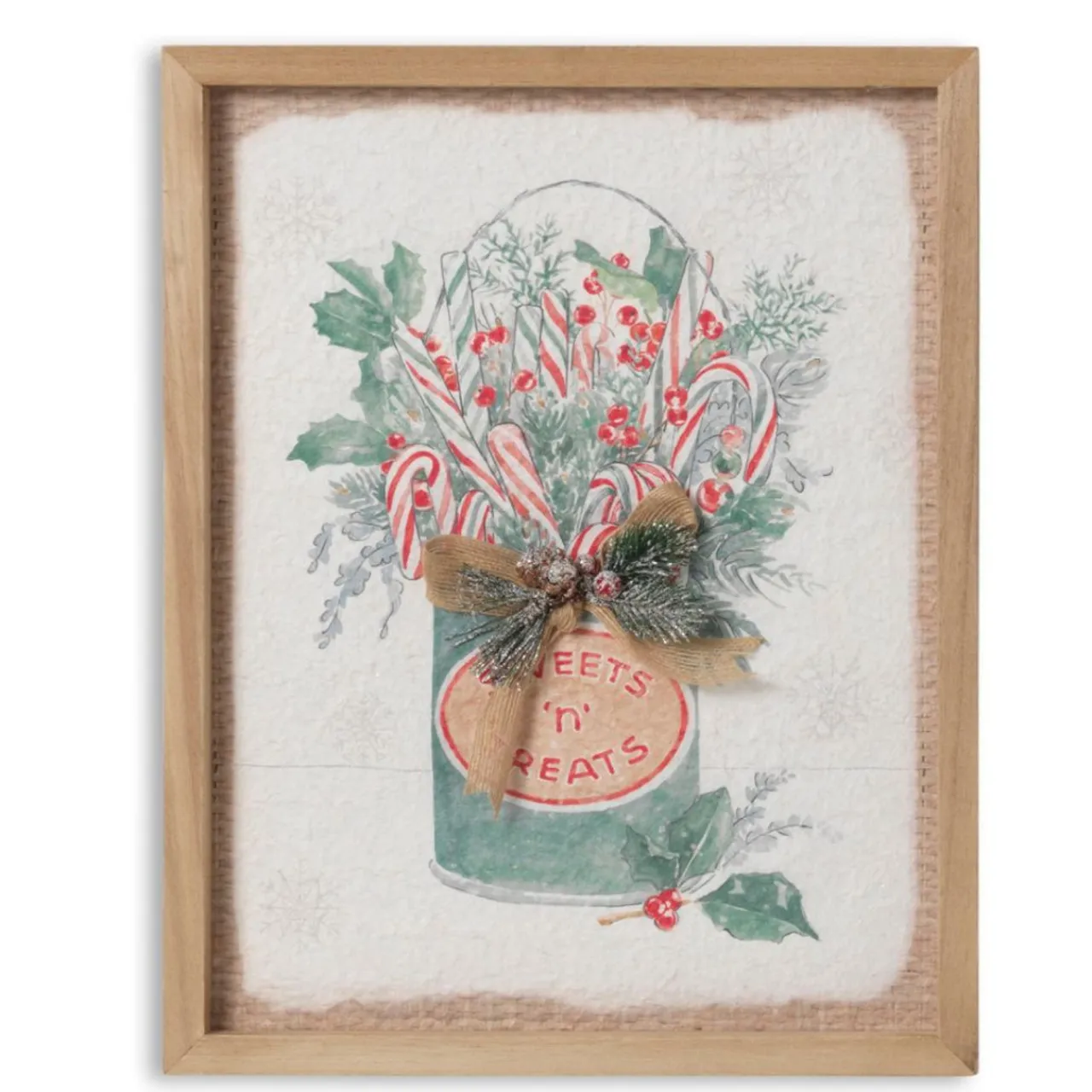 14 inch Green Bucket with Burlap Bow & Pine Wall Decor< Online