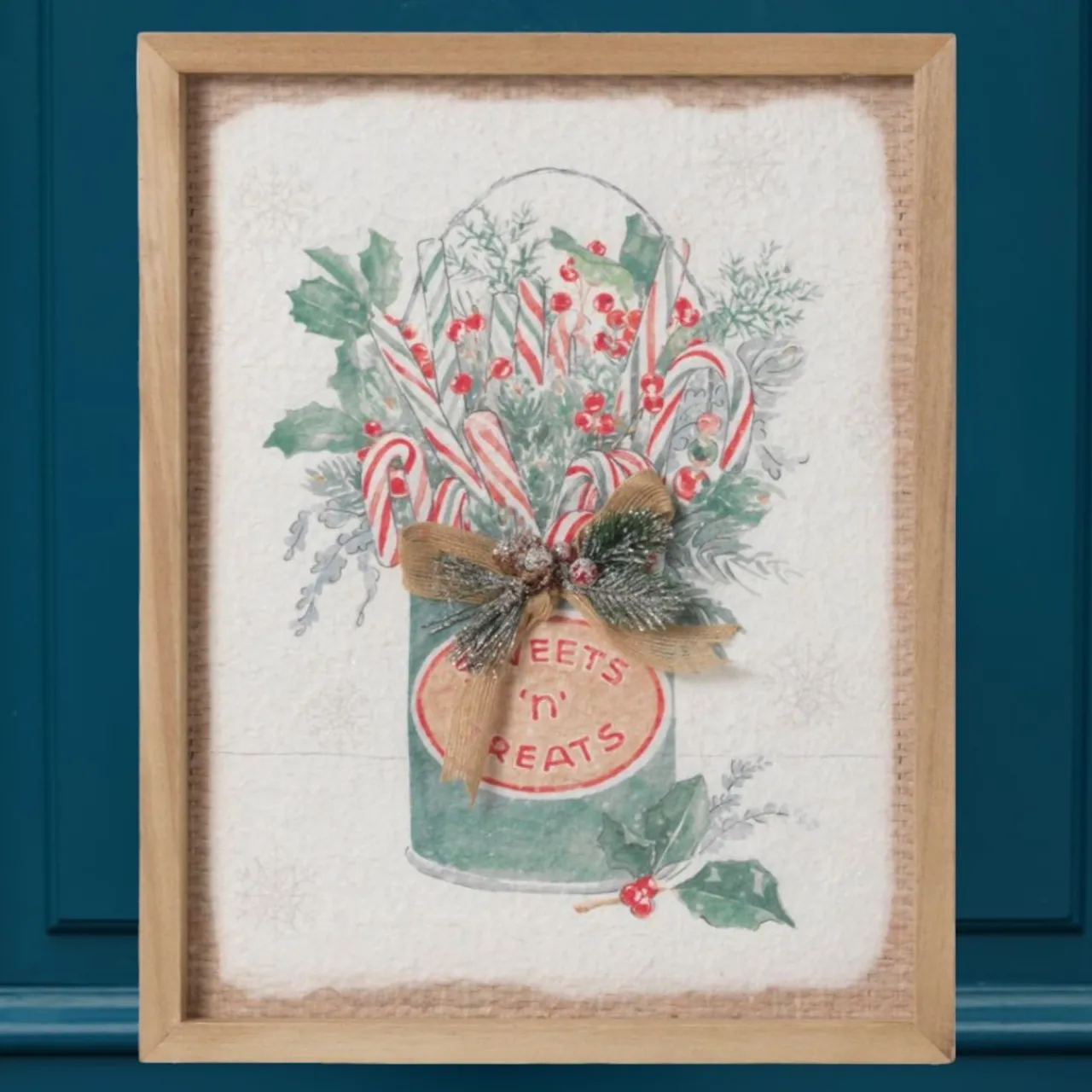 14 inch Green Bucket with Burlap Bow & Pine Wall Decor< Online