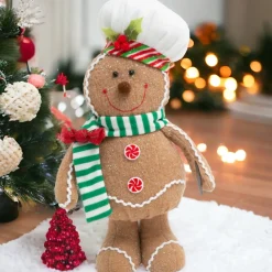 15 Inch Holiday Gingerbread Man Plush with Chef Hat< Outlet