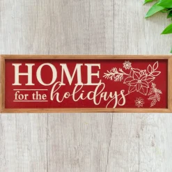 23 inch Home for the Holidays  Engraved Red Wall Sign< Online