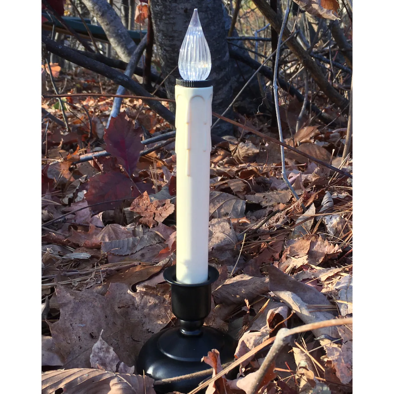 10 Inch Natural LED Window Candle with Black base< Sale