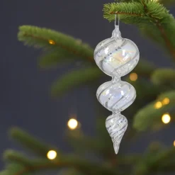 Iridescent Glass Finial Ornament< Clearance