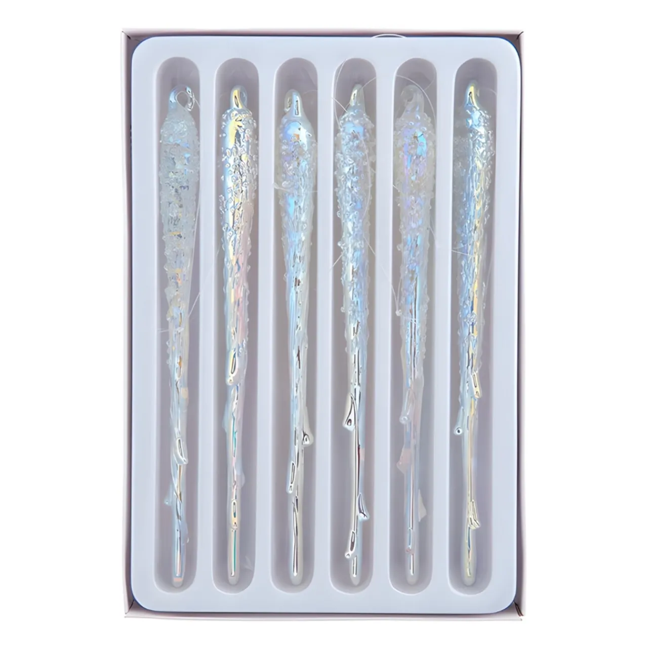 Iridescent Glass Icicle Set of 6 Ornaments<Kurt Adler Best