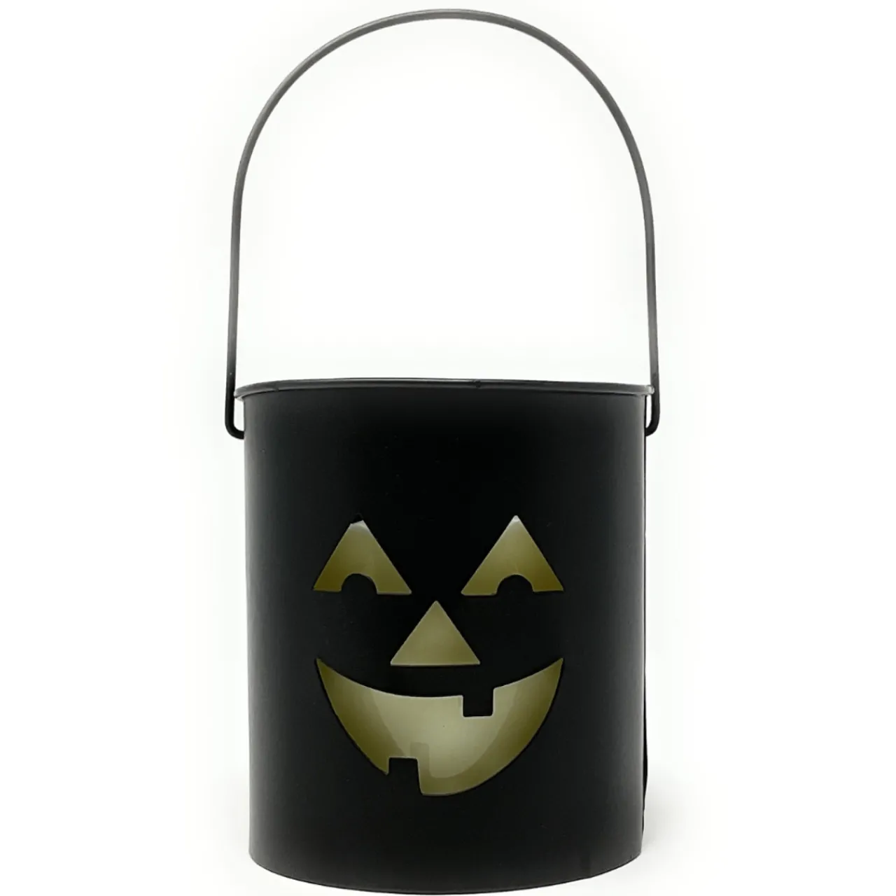 Jack O Lantern Silhouette LED Candle Metal Bucket< Clearance