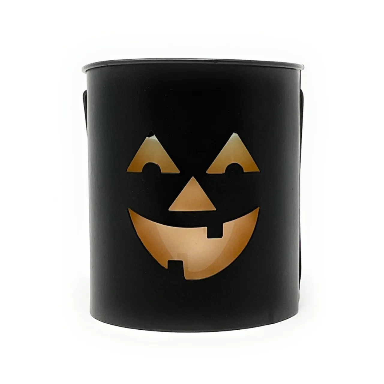 Jack O Lantern Silhouette LED Candle Metal Bucket< Clearance