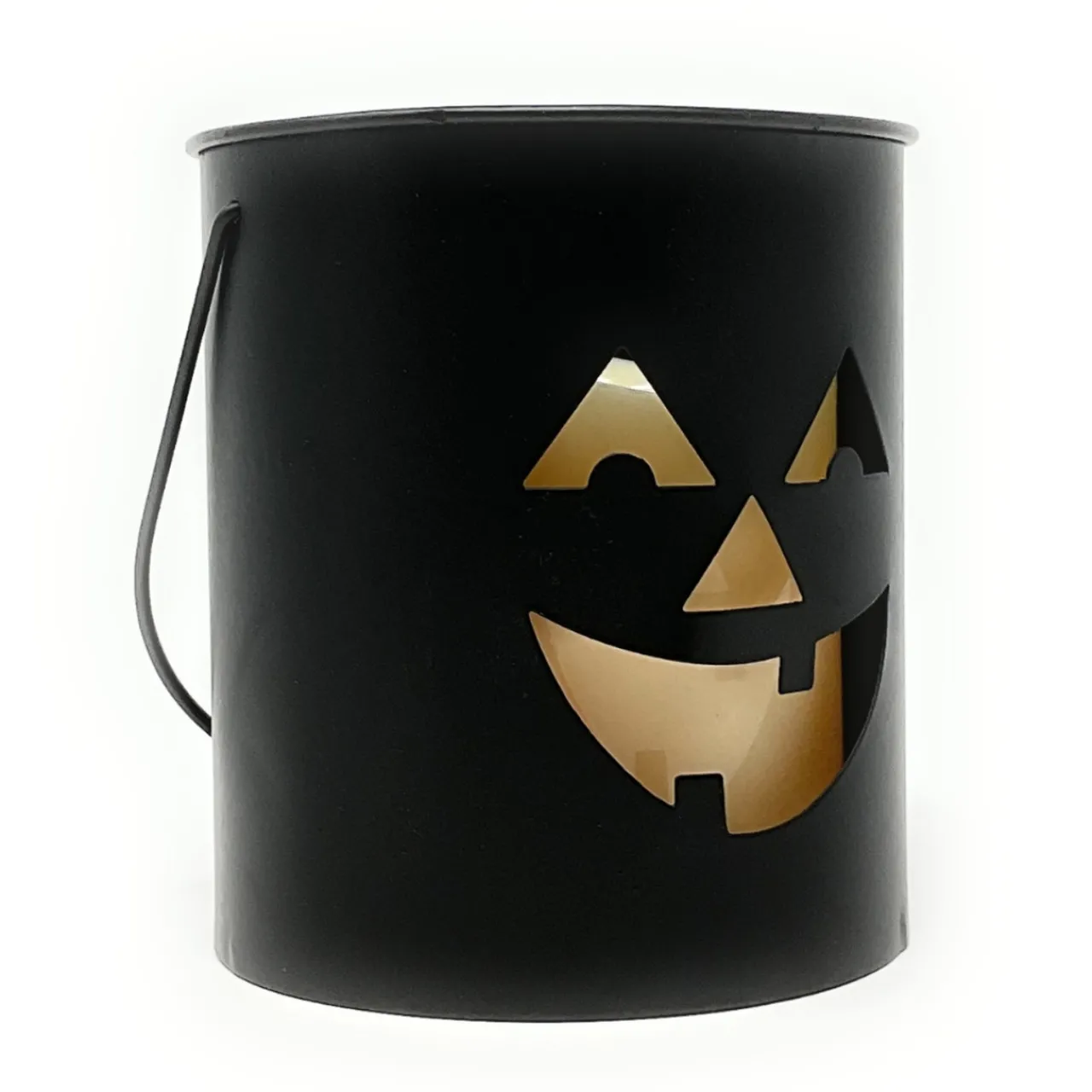 Jack O Lantern Silhouette LED Candle Metal Bucket< Clearance