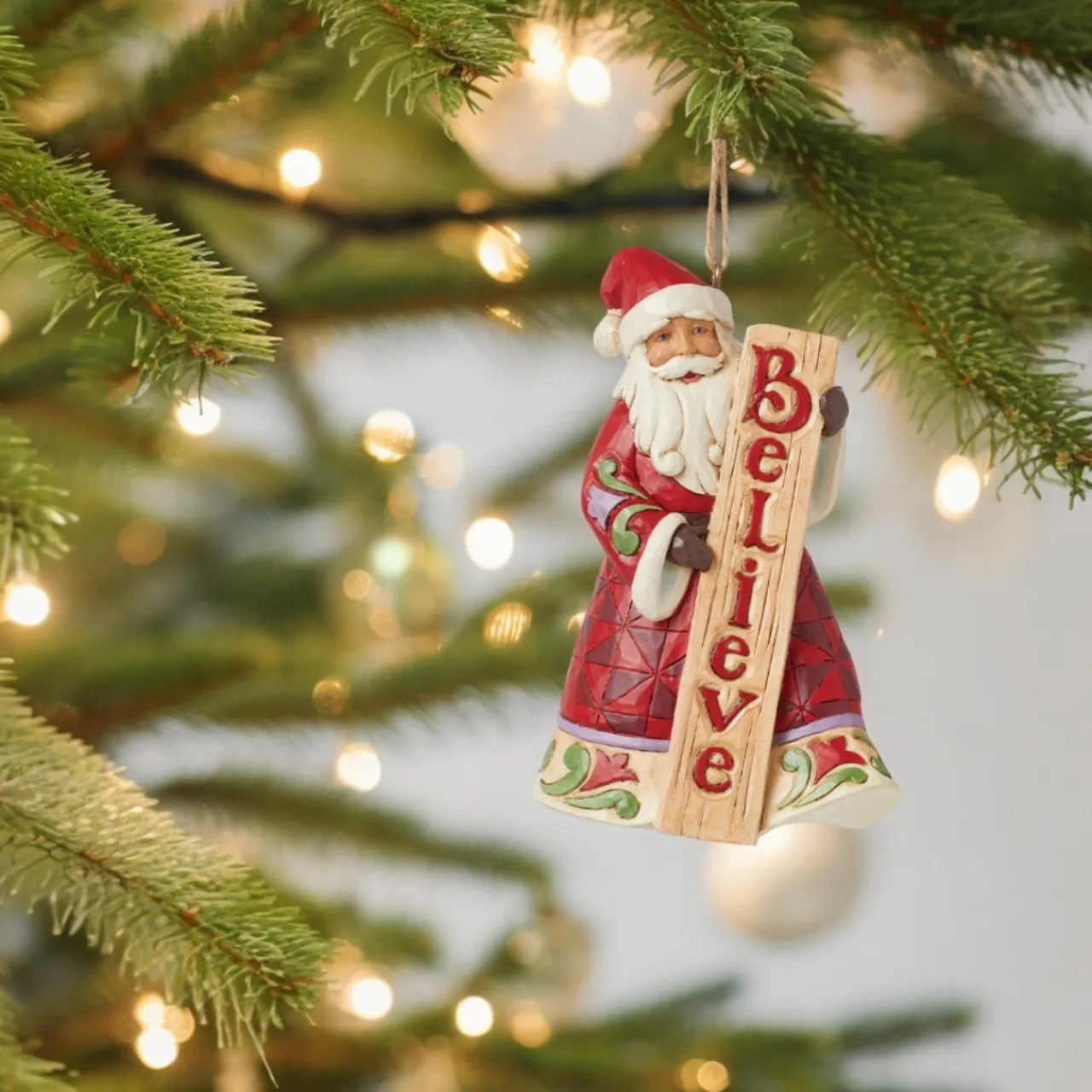 - Heartwood Creek - Santa With Believe Porch Sign Ornament<Jim Shore Sale