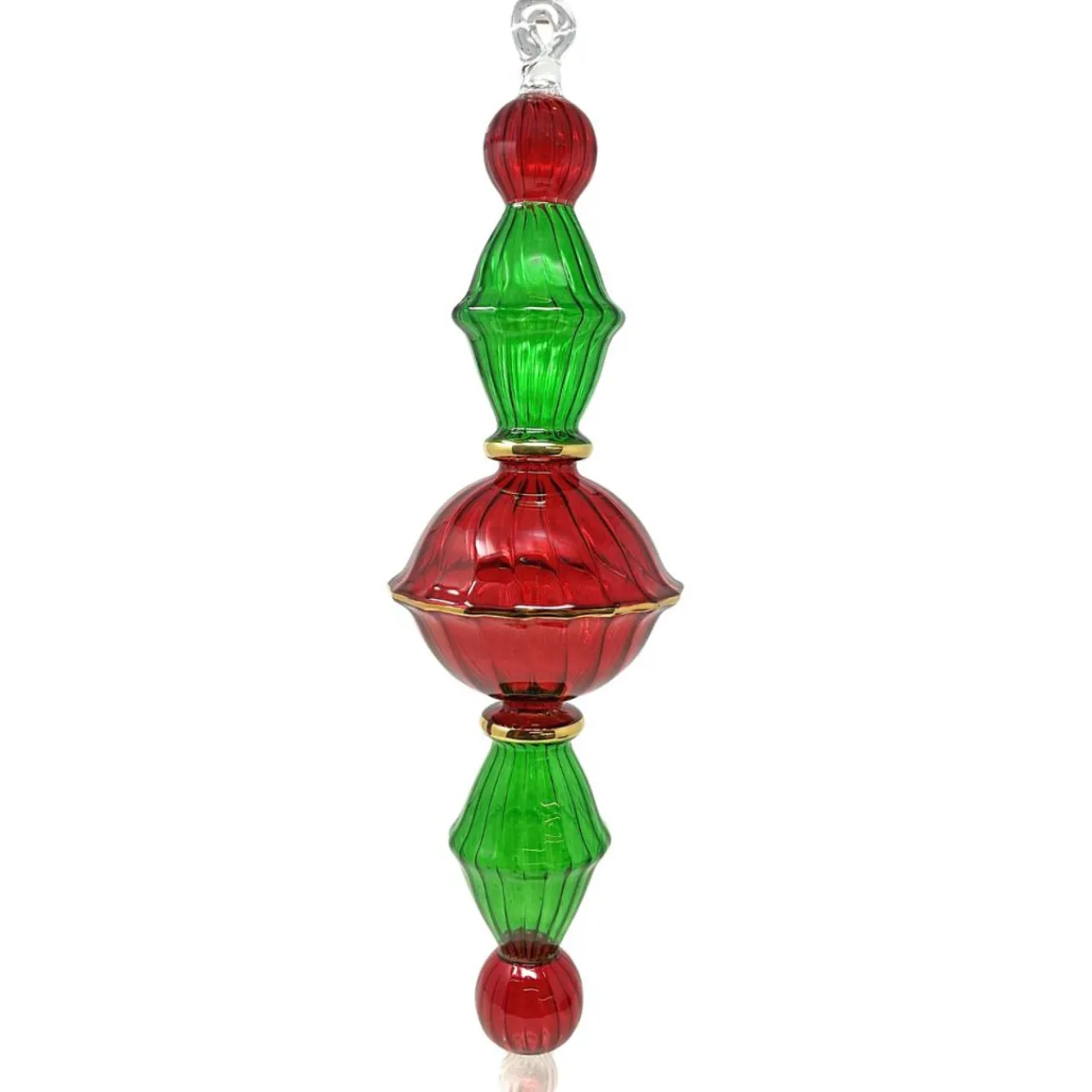 Jumbo Red and Green Swirl Glass Ornament with Gold Accents<Egyptian Museum Sale