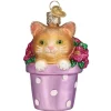 Kitten In Flower Pot Ornament - The Christmas Loft<Old World Glass Online