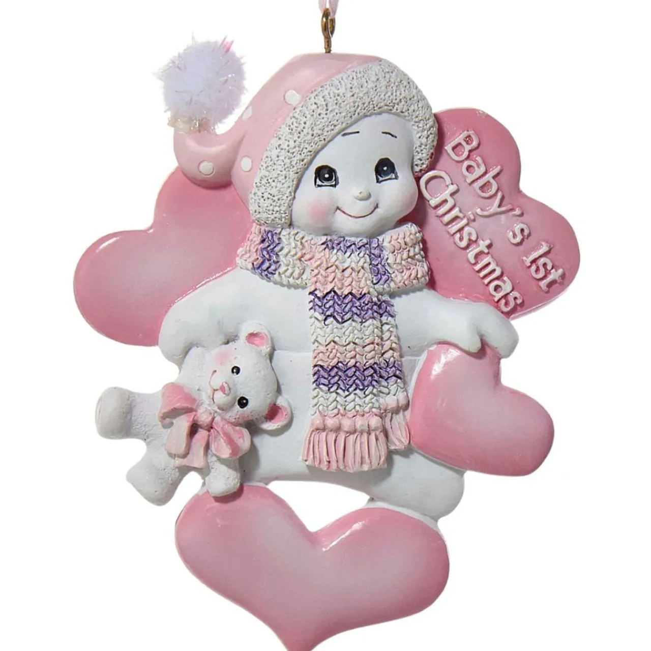 - Personalized Pink Baby's 1st Christmas Snowman Ornament | The Christmas Loft<Kurt Adler Clearance