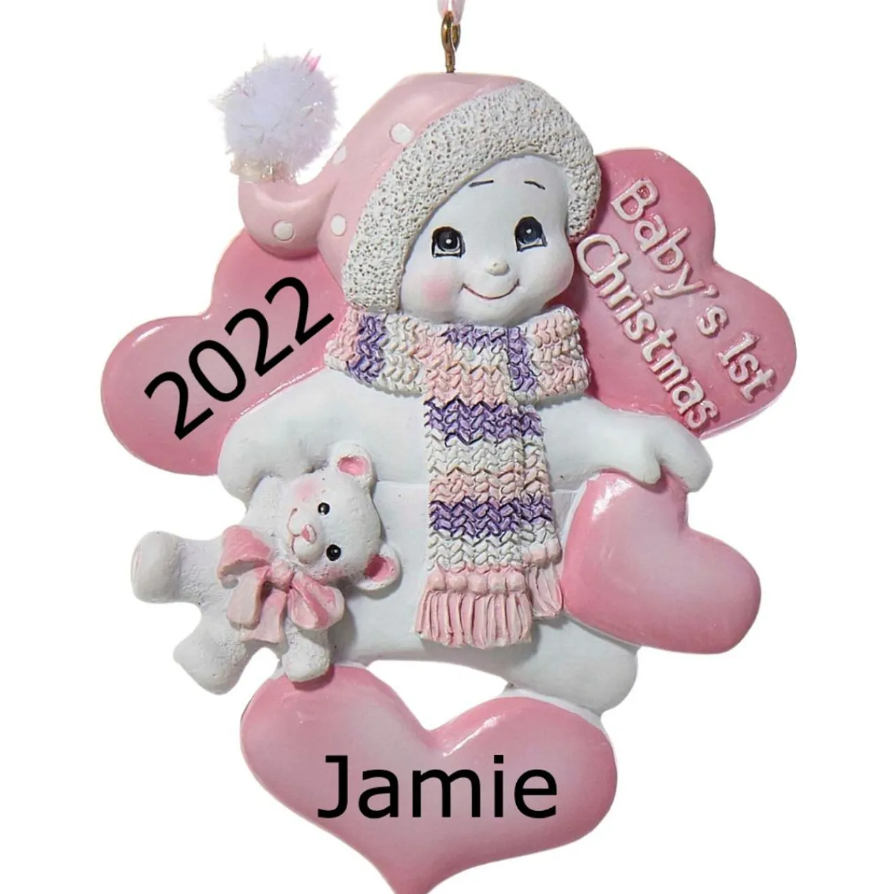 - Personalized Pink Baby's 1st Christmas Snowman Ornament | The Christmas Loft<Kurt Adler Clearance