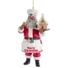African American Santa with Gingerbread Ornament<Kurt Adler Sale