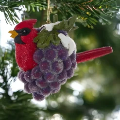 4" Frosted Cardinal Grape Ornament E0911<Kurt Adler Fashion