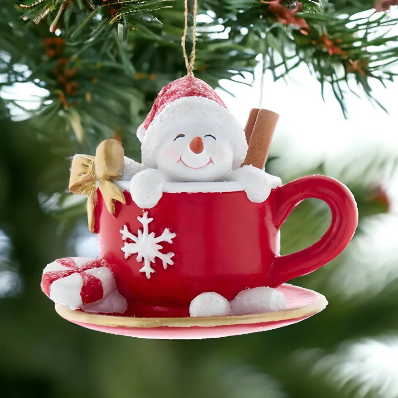 Snowman Teacup Ornament 3.5in - E0935<Kurt Adler Hot