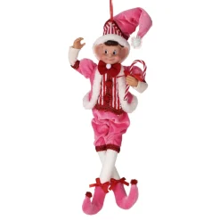 Large Fabric Pink Sweets Pixie Elf Ornament< Outlet
