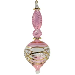 Large Pink Etched Swirl Ornament<Egyptian Museum Discount