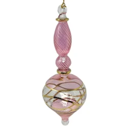 Large Pink Etched Swirl Ornament<Egyptian Museum Discount