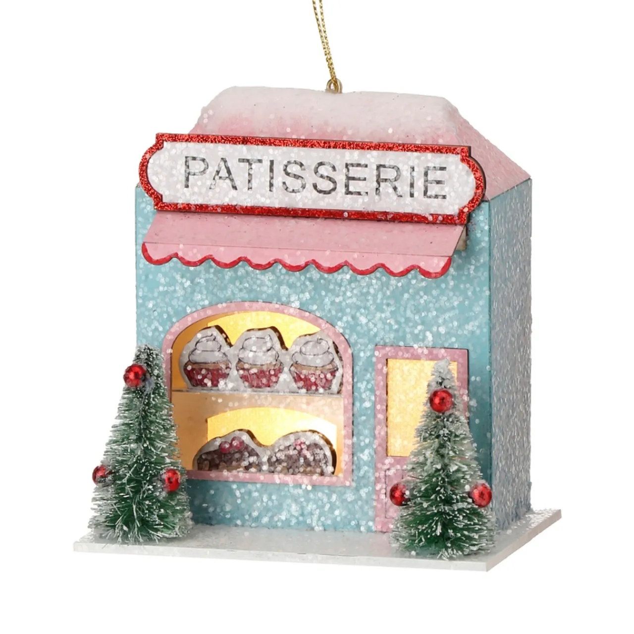 LED Cardboard Blue Bakery Ornament< Clearance
