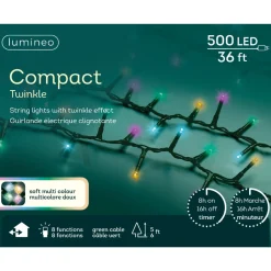 500 LED Compact Soft Multi Color Lights Green Wire - The Christmas Loft<Lumineo Sale