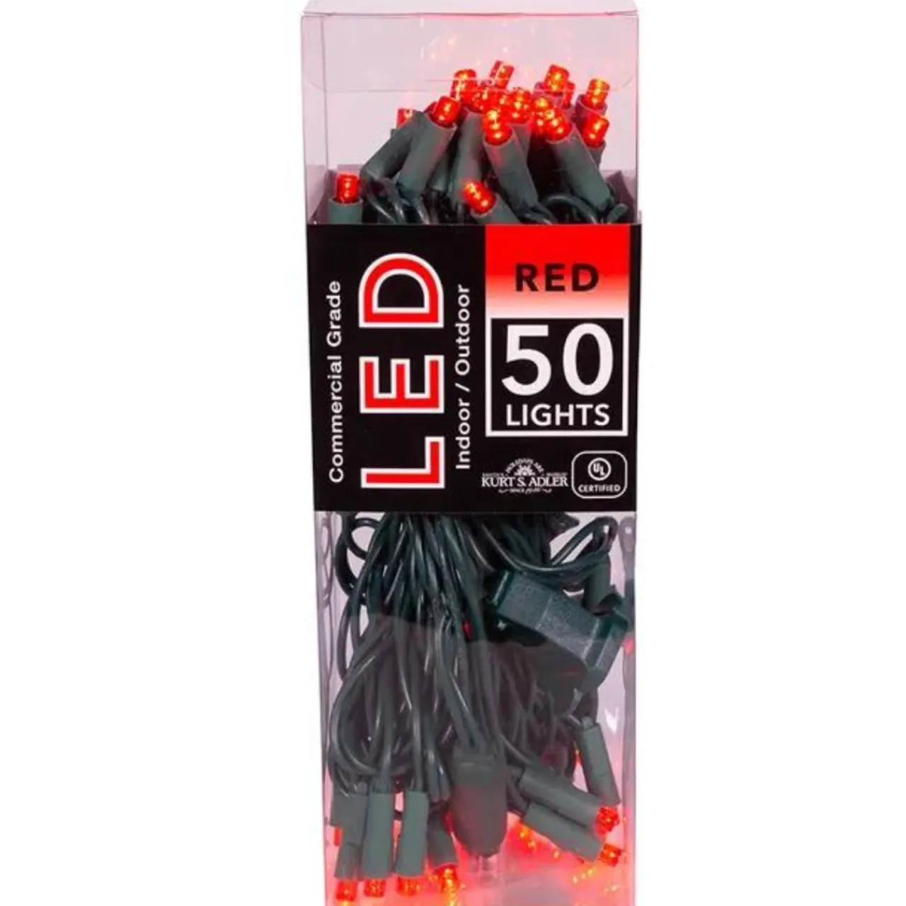 50 LED 5MM Wide Angle Red Lights Green Wire | The Christmas Loft<Kurt Adler Fashion