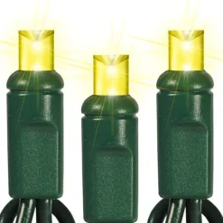 50 LED 5MM Wide Angle Yellow Lights Green Wire | The Christmas Loft< Online