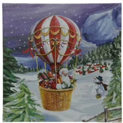 LED Santa In Hot Air Balloon Canvas - The Christmas Loft<Lumineo Clearance