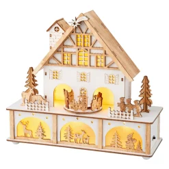 LED Wood House With Train Scene<Lumineo Outlet