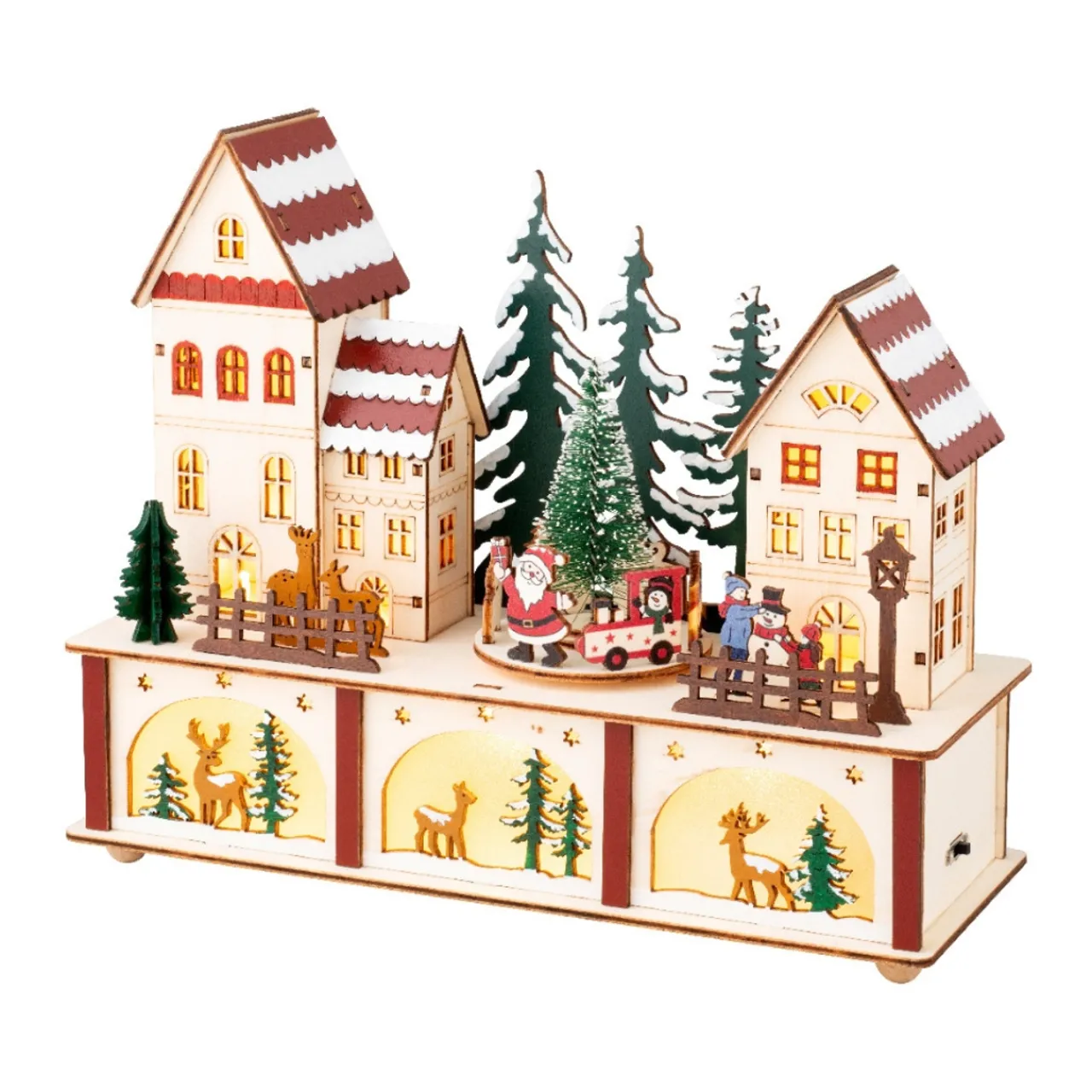 LED Wood Village With Santa Scene<Lumineo Clearance
